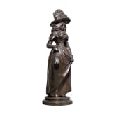 Bronze einer Dame mit Hut, wohl deutsch, 2. H&auml;lfte 20. Jhdt.