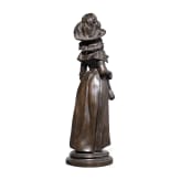 Bronze einer Dame mit Hut, wohl deutsch, 2. H&auml;lfte 20. Jhdt.
