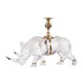 Gro&szlig;es Bergkristall-Nashorn (Tischdekoration mit Leuchter)