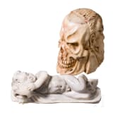 Zwei Memento-Mori Beinschnitzereien im Stil des Fr&uuml;hbarock, deutsch, 19./20. Jh.