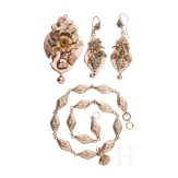 Kette mit abnehmbarem Anh&auml;nger und passendes Paar Ohrh&auml;nger, um 1860