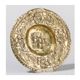 A brass sideboard dish with flowers, German/Dutch, 2nd half of the 17th century