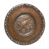 Jugendstil-Schauplatte mit Pfau, wohl Modell von Ludwig Vierthaler (1875 M&uuml;nchen - 1967 Hannover), um 1905