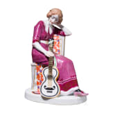 Seltene Jugendstil-Figur "M&auml;dchen mit Gitarre", Alfred K&ouml;nig, 1913/14 (Entwurf), Meissen, 1910-23