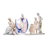 Art Deco T&auml;nzerin und zwei Art Deco Damen, Hertwig & Co. Katzh&uuml;tte, 1920er Jahre / Ballettt&auml;nzerin, Schaubach-Kunst, Unterwei&szlig;bach, 1950-60er Jahre,