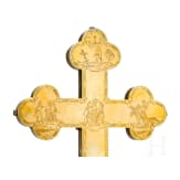 Sehr fein graviertes Vermeil-Kruzifix (Prozessionskreuz), Russland, St. Petersburg, Dmitrij Andrejew, 1848