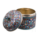 Cloisonn&eacute;-Deckeldose, Russland, Moskau, Gustav Klingert, 1896-1908