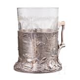 A heavy silver trompe l'oeil tea glass holder, Russia, 20th century