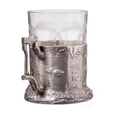 A heavy silver trompe l'oeil tea glass holder, Russia, 20th century