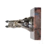 An Russian horse head-shaped agate stone and silver paperweight, 20th century