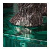 A large silver bear on a malachite-base, 2nd half of the 20th century