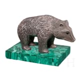 A large silver bear on a malachite-base, 2nd half of the 20th century