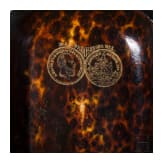 A rare papiermach&eacute; and lacquer box with tortoiseshell imitation painting inside, Russia, Ostashkovo, Osip Vishyakov and Sons factory, 1882 - 1885