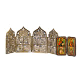 An icon-diptych and a bronze tetraptych, Russia, 19th century