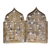 An icon-diptych and a bronze tetraptych, Russia, 19th century