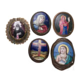 Five Russian finift icons, Rostov, late 19th century