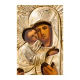 An icon showing the Wladimirskaya Mother of God with oklad, Russia, 19th century