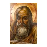 A small round icon showing Evangelist Saint Matthew, late 19th century