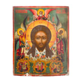 A large and rare icon showing the Mandylion with oklad, Russia, 19th century.