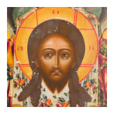 A large and rare icon showing the Mandylion with oklad, Russia, 19th century.