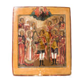 A Russian icon showing Archangel Michael and selected Saints, circa 1800