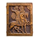 A large Russian carved icon showing Saints Boris and Gleb, late 19th century