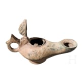 Fr&uuml;byzantinische &Ouml;llampe aus Bronze, 5. - 6. Jhdt. n. Chr.