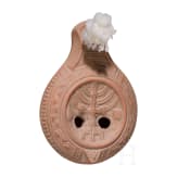 Zwei Repliken antiker Lampen aus Bronze und Ton