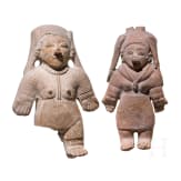 Zwei pr&auml;kolumbische weibliche Tonfiguren, Ekuador, wohl 500 - 1500 n. Chr.