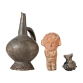 Pr&auml;kolumbisches Tonidol &bdquo;Cuchimilco", Gef&auml;&szlig; und Vogelfigur, Peru, wohl Chancay-und Chimu-Kultur, 13. - 15. Jhdt.