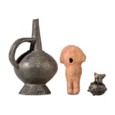 Pr&auml;kolumbisches Tonidol &bdquo;Cuchimilco", Gef&auml;&szlig; und Vogelfigur, Peru, wohl Chancay-und Chimu-Kultur, 13. - 15. Jhdt.