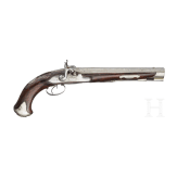 A pair of converted double-barreled percussion pistols, Johann Andreas Kuchenreuter in Regensburg, around 1800