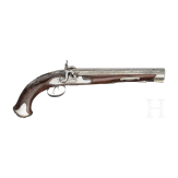A pair of converted double-barreled percussion pistols, Johann Andreas Kuchenreuter in Regensburg, around 1800