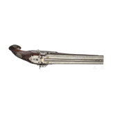 A pair of converted double-barreled percussion pistols, Johann Andreas Kuchenreuter in Regensburg, around 1800