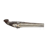 A pair of converted double-barreled percussion pistols, Johann Andreas Kuchenreuter in Regensburg, around 1800