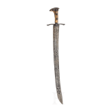 Jagdlicher S&auml;bel mit bedeutender ge&auml;tzter Klinge, deutsch, um 1660