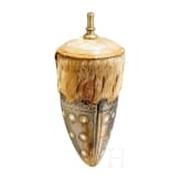 Silbereingelegte Hornpulverflasche, b&ouml;hmisch, um 1700