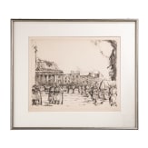 Kapit&auml;n zur See Walter Forstmann - Radierung &bdquo;Marktplatz in Polen", datiert 1915
