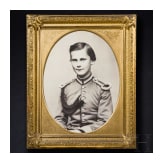 Prinz Otto von Bayern (1848 - 1916) - lebensgro&szlig;es Portraitfoto im Prunkrahmen, um 1864