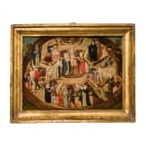 Zwei religi&ouml;se Darstellungen auf Kupfer: Allegorie des Schiffes der Kirche (Navis Ecclesiae) und Maria mit Kind und dem Johannesknaben