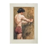 "Male Nude seen from Behind", bears signature "A. Stamer (?)", inscribed "Paris &ndash; 99"