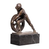 &ldquo;Worker with a Wheel&rdquo;, Ernst Seger (Neurode 1865&ndash;1939 Berlin), bronze