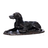 Lebensgro&szlig;e Bronze eines Jagdvorstehhundes, deutsch, wohl sp&auml;tes 19. / fr&uuml;hes 20. Jhdt.