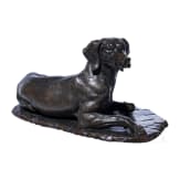 Lebensgro&szlig;e Bronze eines Jagdvorstehhundes, deutsch, wohl sp&auml;tes 19. / fr&uuml;hes 20. Jhdt.