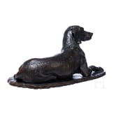 Lebensgro&szlig;e Bronze eines Jagdvorstehhundes, deutsch, wohl sp&auml;tes 19. / fr&uuml;hes 20. Jhdt.