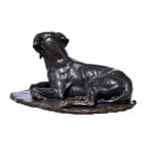 Lebensgro&szlig;e Bronze eines Jagdvorstehhundes, deutsch, wohl sp&auml;tes 19. / fr&uuml;hes 20. Jhdt.