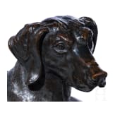 Lebensgro&szlig;e Bronze eines Jagdvorstehhundes, deutsch, wohl sp&auml;tes 19. / fr&uuml;hes 20. Jhdt.
