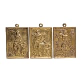 Drei Bronzetafeln mit Heiligendarstellungen, Italien oder Spanien, 17. Jhdt.