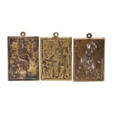 Drei Bronzetafeln mit Heiligendarstellungen, Italien oder Spanien, 17. Jhdt.