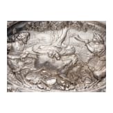 Gro&szlig;e silberne Schauplatte mit jagdlichem Motiv, Eduard Wollenweber in M&uuml;nchen, um 1890